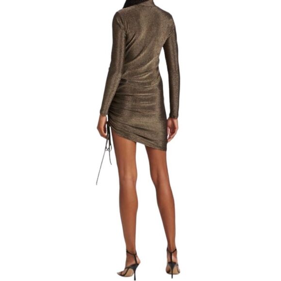 NWT n:philanthropy Demetra Metallic Ruched Mini Dress - Picture 3 of 12